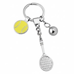 Portachiavi Personalizzato con Logo in Metallo a Forma di Racchetta da Tennis e Pallina - Product Image 2