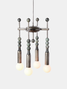 Nouveau Design Art Décor Agate Naturelle Pierres Semi-précieuses Jade Perles Appareil En Laiton Massif En Cuir Véritable Pendentif Lampe Lustre - Product Image 5