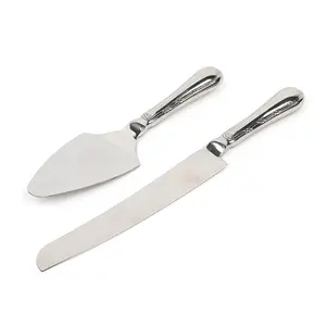 Luxury noble hollow handle cake pie cutter and server stainless steel wedding cake knife and server set