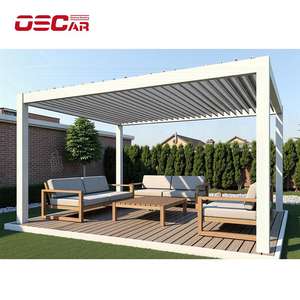 Jardin extérieur Pavillon en aluminium Couverture motorisée moderne Gazebo Toit Bioclimatique Idées solaires Système rétractable Pergola à persiennes - Product Image 1