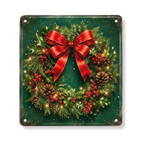 En gros, Panneau en fer blanc vintage de Noël, motif festif personnalisé, pour décoration murale commerciale de Noël pour pubs et cafés, OEM