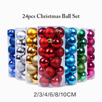Aangepaste 24Pcs Plastic Kleurrijke Kerst Bal Voor Kerstboom Decoratie