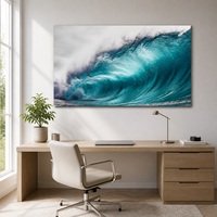 Impression murale vague turquoise Océanique Paysage marin de surf pour maison de plage, hôtel, bureau, intérieurs modernes côtiers