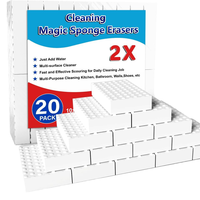 Lot de 20 éponges magiques 2X densité, tampons en mousse mélamine multifonctionnels plus forts, fournitures de nettoyage ménager, nettoyant mural