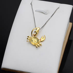 Colgante de Plata S925 con Forma de Cangrejo y Perla Grande de 10-11 mm, Accesorio de Joyería DIY, Colgante para Collar con Bandeja Vacía 635 - Product Image 3