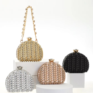 Factory Direct Women's Classic Diamond <b>Evening</b> Clutch Handbag One-Shoulder Crossbody Banquet Chain Magnetic Closure Fashionable - Product Image 1
