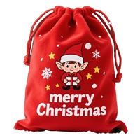 Vente de gros Sac de poche personnalisé pour fête de mariage et Noël avec cordon en velours pour jouets bonbons et boucles d'oreilles Logo avec impression personnalisée