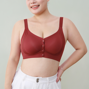 Bra Tanpa Kawat Ukuran Besar 3/4 <span class=keywords><strong>Cup</strong></span>, Kancing Depan, Bahan Spandex/Nilon Tipis Bernapas, Solid Push-Up, Tanpa Jahitan, Tali Dapat Disesuaikan, Anti Kendur - Product Image 5