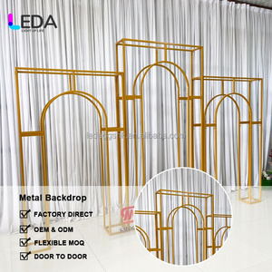 LEDA Custom Wedding <b>Backdrop</b> <b>Stand</b> Indian Style Shiny Gold Stainless Steel Wedding Arch Hollow Entrance Door for Events Decor - Product Image 6