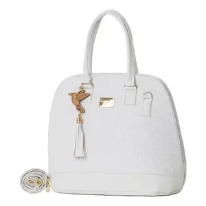 Bolso Bandolera Blanco para Mujer Fana Ayla M3779, de Microfibra con Estampado Floral, Bolso Casual con Adorno de Perla - Product Image 3