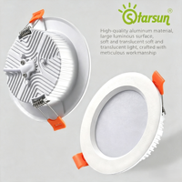 Plafonnier LED encastré rond moderne en aluminium, fin et élégant, avec plusieurs températures de couleur pour l'éclairage intérieur de maisons, hôtels et centres commerciaux