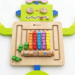 Jouet éducatif en bois Montessori Robot Martha pour enfants de 2 <span class=keywords><strong>à</strong></span> 13 ans - Apprentissage des mathématiques et des couleurs - Jouets muraux - Product Image 2