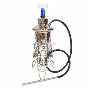 Chicha personnalisée 62 CM en verre argenté, petit modèle, avec support en acier inoxydable, ensemble complet pour fumer - Product Image 3