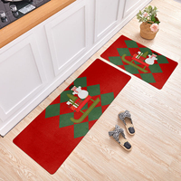 Tapis en polyester tissé à la machine, motif étoile de renne de Noël, en velours cristal à poils ras, antidérapant et absorbant l'eau, pour l'exportation.