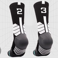 Chaussettes de sport professionnelles numérotées de 0 à 9, pour le basketball, le fitness, la course à pied, chaussettes à séchage rapide, chaussettes classiques blanches et noires
