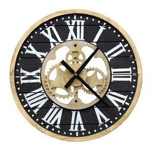 Luckywind 80 centimetri Americano Design Nero Marrone Telaio In Legno Shiplap <span class=keywords><strong>Ingranaggi</strong></span> Grande Casa Colonica MDF <span class=keywords><strong>Orologio</strong></span> Da <span class=keywords><strong>Parete</strong></span> In Legno - Product Image 1