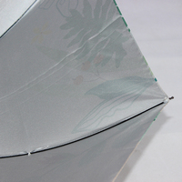 Parapluie promotionnel moderne en pongé avec logo personnalisé, impression intégrale, protection UV, argenté, pour cadeaux d'affaires, avec tige chromée, fabriqué en Chine