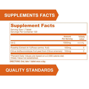 Label pribadi tablet Vitamin C 1000mg dengan suplemen fungsi imun mawar untuk dewasa - Product Image 4