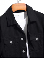 Veste en jean pour homme avec motif lettres, boutonnée, poches à rabat, manches longues, style streetwear