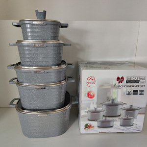 Hot Sell 10 Pcs Large Size Die Cast Aluminum Non-stick Cooking <strong>Pots</strong> Non-stick Cookware Granite Kitchen <strong>Pot</strong> <strong>Set</strong> Cooking <strong>Pot</strong> <strong>Set</strong> - Product Image 4