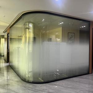 Pared divisoria de oficina de vidrio templado curvo moderno, tamaño personalizado, divisor de vidrio de seguridad para decoración de espacios abiertos - Product Image 3