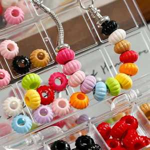 Colorful <b>Large</b> Hole Pumpkin <b>Beads</b> Acrylic Loose Spacer DIY Phone Charms Keychains Accessories Supplies Wholesale Bulk - Product Image 1