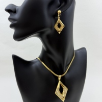 Parure de bijoux 2 pièces pour femme en acier inoxydable couleur or de luxe, collier chaîne serpent et boucles d'oreilles pendantes, bijoux tendance