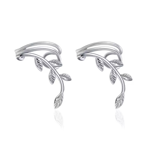 Manchettes <span class=keywords><strong>d</strong></span>'<span class=keywords><strong>oreille</strong></span> en argent sterling 925 avec motif <span class=keywords><strong>feuille</strong></span> de vigne – Bijoux naturels élégants pour femme - Product Image 1