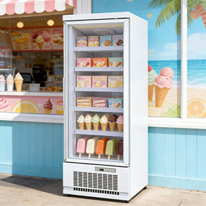 <span class=keywords><strong>Congelatore</strong></span> Verticale Commerciale da 400L <span class=keywords><strong>con</strong></span> Porta Singola in Vetro, Raffreddamento ad Aria, No-Frost, per Supermercati, <span class=keywords><strong>con</strong></span> Illuminazione LED - Product Image 1