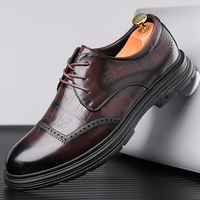 2024 pas cher prix en cuir hommes chaussures habillées plates à lacets formel noir marron hommes chaussures en cuir pointu