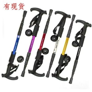 Bâton de randonnée télescopique en aluminium FervorFOX, 4 sections, poignée en T, absorption des chocs, léger, pour la marche en plein air - Product Image 3