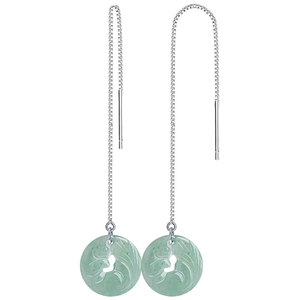 Natural Emerald Blue Water Nine-Tailed Fox Ear Necklace S925 <b>Silver</b> <b>Set</b> with Ice-Grade Jadeite Ear <b>Studs</b> for Women - Product Image 2