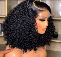 Perruques de luxe en cheveux humains brésiliens Chengxi, 13*4, avec dentelle frontale complète, super double drawn, bouclées, style bob, pour femme noire