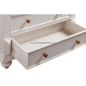 Commode en bois de marque LAS VEGAS à 5 tiroirs Tallboy en bois massif de chêne, de pin et d'acacia de haute qualité - Product Image 4