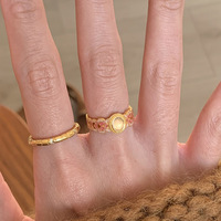 Bague ovale réglable en cuivre rose de luxe tendance, style princesse féerique, vente en gros directe d'usine