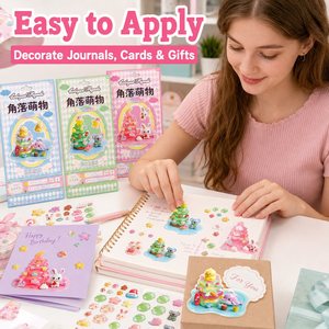 Pegatinas Decorativas de Resina en 3D con Animales de Dibujos Animados Navideños, Ecológicas, Autoadhesivas, Decoración Navideña, Caja de Regalo para Diario - Product Image 2