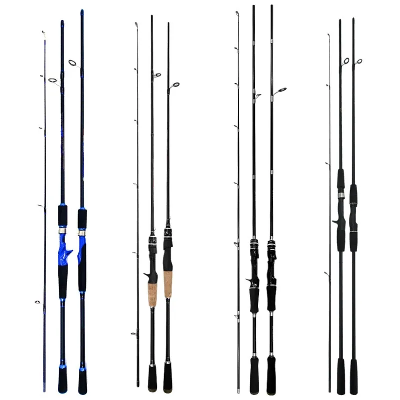 2 seções Pesca Costeira Spinning Rod Luz Peso De Fundição De Carbono 1.65m 1.8m 2.1m 2.4m