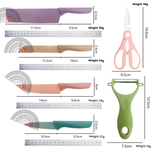 Stainless steel <b>kitchen</b> knife set wheat straw 6-piece set including <b>scissors</b> multi-functional chef's knife set - Product Image 4