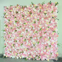 NINI Offre Spéciale Tapis de Rideau Floral Moderne Rouge Fait Main Écologique Personnalisable en Soie Artificielle Rose pour Décoration Murale de Mariage