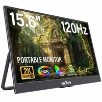 Moniteur portable 15,6 pouces QHD 1440P, fréquence de rafraîchissement 120 Hz, gamme de couleurs 100 SRGB, écran mat pour ordinateur portable et smartphone