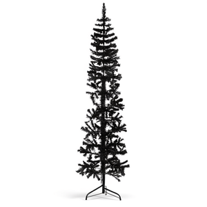 Sapin de Noël artificiel noir mince de 1,80 m avec support pour décoration intérieure de fêtes - Product Image 1