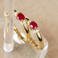 H & F Top vente véritable rubis 18k bague en or taille ovale diamant naturel AU750 AU585 AU375 vraie pierre précieuse pour les femmes pour les mariages