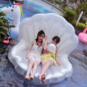 Colchoneta inflable de PVC con forma de concha de perla, para piscina, verano, flotador, asiento, juguete. - Product Image 5