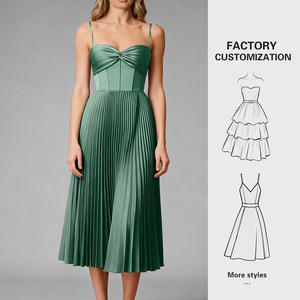 فستان سهرة نسائي مخصص لعام 2026، بدون أكمام، مكشوف الظهر، مطوي، بتصميم A-Line، أنيق وجذاب للصيف، فستان طويل من الساتان - Product Image 1