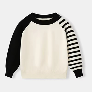 Vêtements Printemps-Automne Nouveaux Modèles Personnalisés pour Enfants – T-shirt Basique Tendance à Col Rond en Tricot Confortable pour Bébés Garçons - Product Image 1