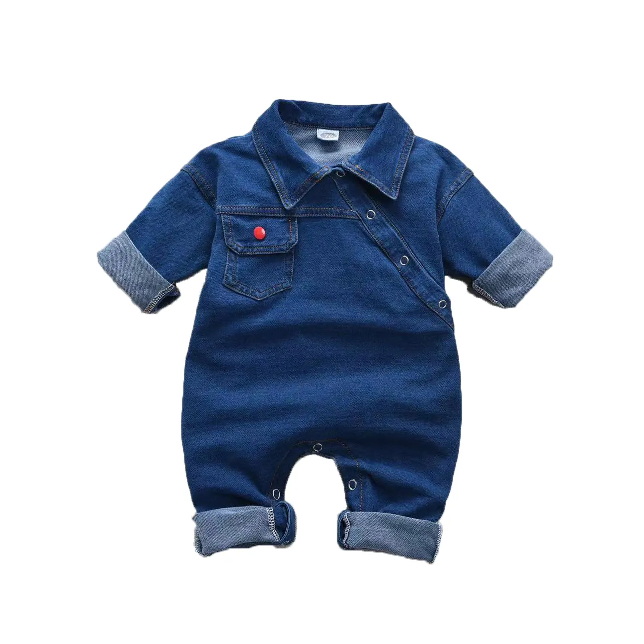 Offre Spéciale infantile bébé Denim à manches longues coton garçon bouton barboteuse enfants vêtements hiver pour le quotidien en plein air