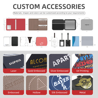 Pemegang kartu kredit kulit asli pemblokir RFID mewah Logo timbul kustom Premium dompet tempat kartu kredit