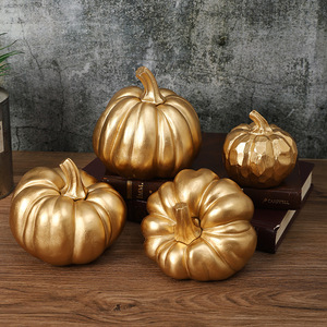 Ornements de citrouille en résine Mystic Arts, décoratifs dorés pour bureau, décoration d'Halloween, style moderne et simple, articles artisanaux - Product Image 1