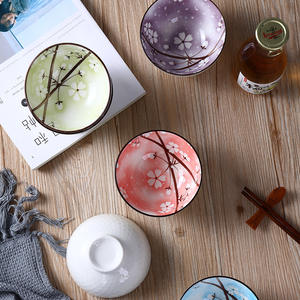 和風セラミックボウルセットアンダーグレーズカラー手描き白と青のセラミック米スープボウル食器ギフトセット - Product Image 2