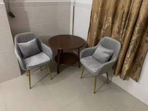 เก้าอี้กำมะหยี่ดีไซน์ใหม่สีเบจแบบมินิมอลสำหรับร้านอาหาร เก้าอี้กำมะหยี่สำหรับทำเล็บ แต่งหน้า รับประทานอาหาร และห้องนอน - Product Image 6